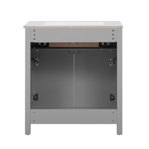 English Elm 60'' Modern Bathroom Vanity Set With Ceramic Sink, Soft Closing Doors, Space-Saving Grey Design N710SS00007E