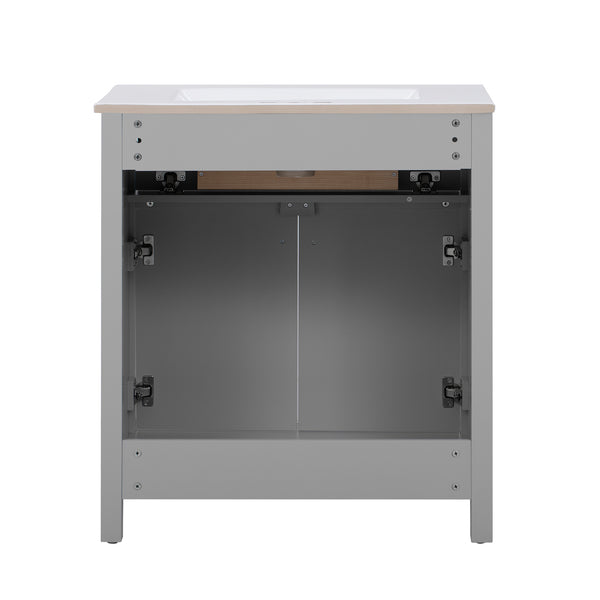 English Elm 60'' Modern Bathroom Vanity Set With Ceramic Sink, Soft Closing Doors, Space-Saving Grey Design N710SS00007E