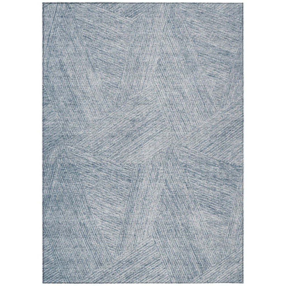 HomeRoots 9' X 12' Stylish Denim Blue & Ivory Abstract Washable Area Rug – Durable for Indoor & Outdoor Use! 597008