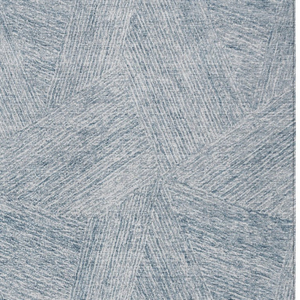 Abstract Washable Polyester Area Rug for Indoor Outdoor Living Spaces Coastal Style Denim Ivory