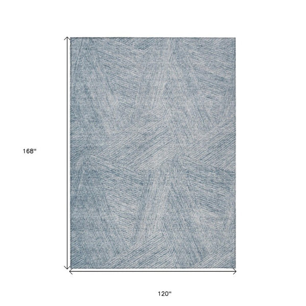 Abstract Washable Polyester Area Rug for Indoor Outdoor Living Spaces Coastal Style Denim Ivory