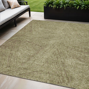 Homeroots 3' Artichoke Green And Ivory Abstract Washable Area Rug – Perfect For Indoor And Outdoor Use! 5' X 8' Polyester 597011