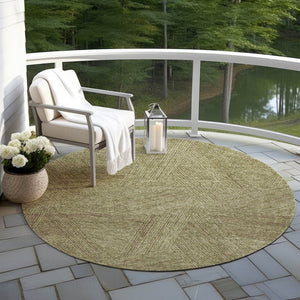 Homeroots 3' Artichoke Green And Ivory Abstract Washable Area Rug – Perfect For Indoor And Outdoor Use! 8' Round Polyester 597012