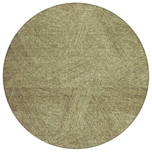 HomeRoots 5' Abstract Green Beige Brown Indoor Outdoor Area Rug - Washable, Durable, Stylish for Any Space 8' Round 597012