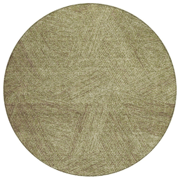 HomeRoots 5' Abstract Green Beige Brown Indoor Outdoor Area Rug - Washable, Durable, Stylish for Any Space 8' Round 597012