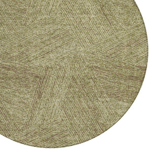 Homeroots 3' Artichoke Green And Ivory Abstract Washable Area Rug – Perfect For Indoor And Outdoor Use! 8' Round Polyester 597012