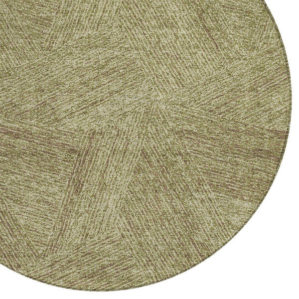 Homeroots 3' Artichoke Green And Ivory Abstract Washable Area Rug – Perfect For Indoor And Outdoor Use! 8' Round Polyester 597012