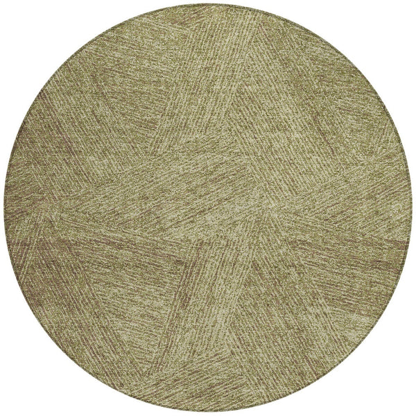 Homeroots 3' Artichoke Green And Ivory Abstract Washable Area Rug – Perfect For Indoor And Outdoor Use! 8' Round Polyester 597012