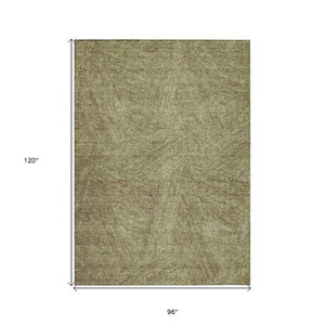 Homeroots 3' Artichoke Green And Ivory Abstract Washable Area Rug – Perfect For Indoor And Outdoor Use! 8' X 10' Polyester 597013