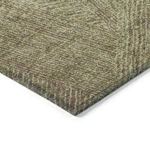 Homeroots 3' Artichoke Green And Ivory Abstract Washable Area Rug – Perfect For Indoor And Outdoor Use! 8' X 10' Polyester 597013