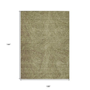 Homeroots 3' Artichoke Green And Ivory Abstract Washable Area Rug – Perfect For Indoor And Outdoor Use! 9' X 12' Polyester 597014