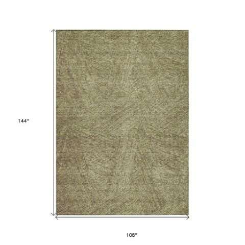 Homeroots 3' Artichoke Green And Ivory Abstract Washable Area Rug – Perfect For Indoor And Outdoor Use! 9' X 12' Polyester 597014