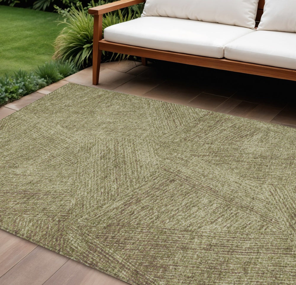 HomeRoots 9' X 12' Abstract Washable Area Rug in Green, Beige & Brown – Durable, Versatile, Stylish for Any Space 597014
