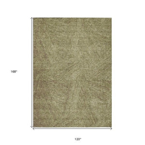 Homeroots 3' Artichoke Green And Ivory Abstract Washable Area Rug – Perfect For Indoor And Outdoor Use! 10' X 14' Polyester 597015