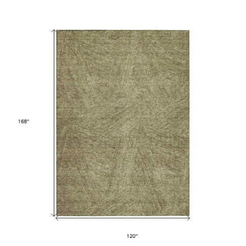 Homeroots 3' Artichoke Green And Ivory Abstract Washable Area Rug – Perfect For Indoor And Outdoor Use! 10' X 14' Polyester 597015