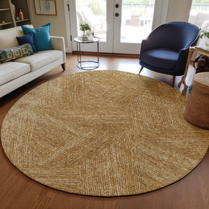 Homeroots 3' Artichoke Green And Ivory Abstract Washable Area Rug – Perfect For Indoor And Outdoor Use! 8' Round Polyester 597018