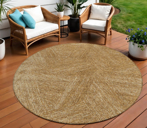 Homeroots 3' Artichoke Green And Ivory Abstract Washable Area Rug – Perfect For Indoor And Outdoor Use! 8' Round Polyester 597018