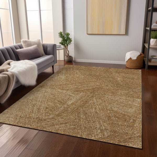 Homeroots 3' Artichoke Green And Ivory Abstract Washable Area Rug – Perfect For Indoor And Outdoor Use! 9' X 12' Polyester 597020