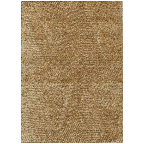 HomeRoots 5' Abstract Gold Brown Ivory Area Rug - Washable, Durable, Indoor/Outdoor, Modern Design for Any Space 10' X 14' 597021