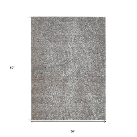 Homeroots 3' Artichoke Green And Ivory Abstract Washable Area Rug – Perfect For Indoor And Outdoor Use! 3' X 5' Polyester 597022