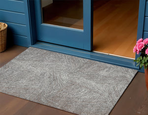 Homeroots 3' Artichoke Green And Ivory Abstract Washable Area Rug – Perfect For Indoor And Outdoor Use! 3' X 5' Polyester 597022