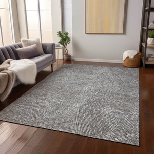 Homeroots 3' Artichoke Green And Ivory Abstract Washable Area Rug – Perfect For Indoor And Outdoor Use! 5' X 8' Polyester 597023