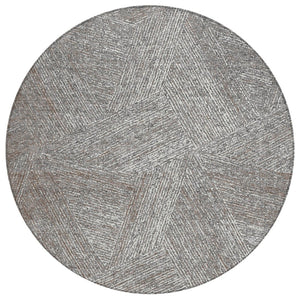HomeRoots 5' Versatile Gray Brown and Ivory Abstract Area Rug - Machine Washable for Indoor and Outdoor Spaces 8' Round 597024