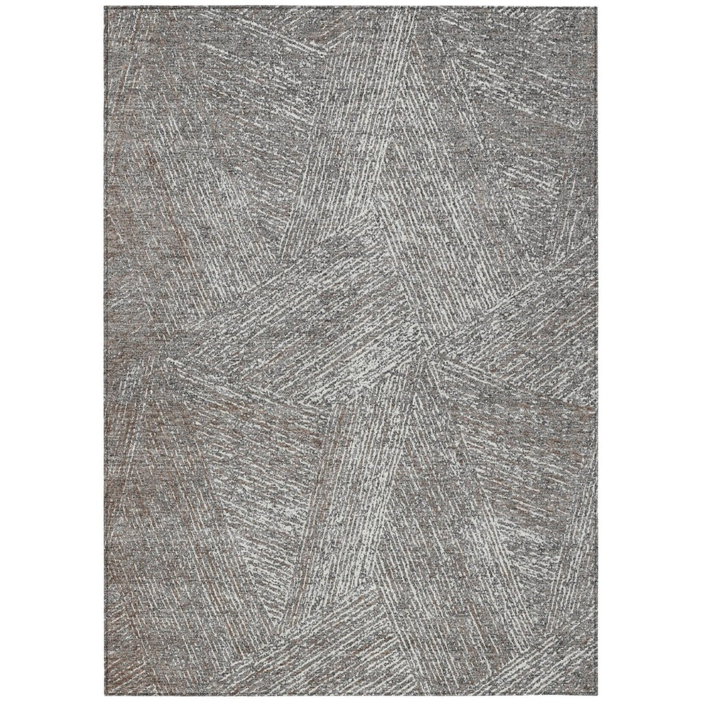 HomeRoots 9' X 12' Gray Brown Ivory Abstract Area Rug - Washable, Durable, Indoor/Outdoor Comfort for Any Space 597026