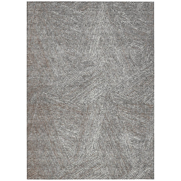 HomeRoots 5' Versatile Gray Brown and Ivory Abstract Area Rug - Machine Washable for Indoor and Outdoor Spaces 10' X 14' 597027