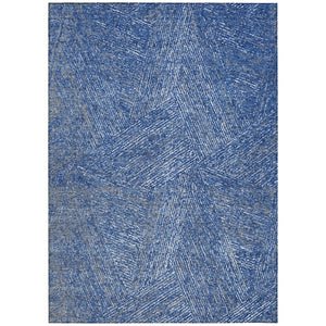 HomeRoots 5' Modern Abstract Navy Gray Ivory Area Rug - Durable, Washable, Perfect for Indoor & Outdoor Use 5' X 8' 597029