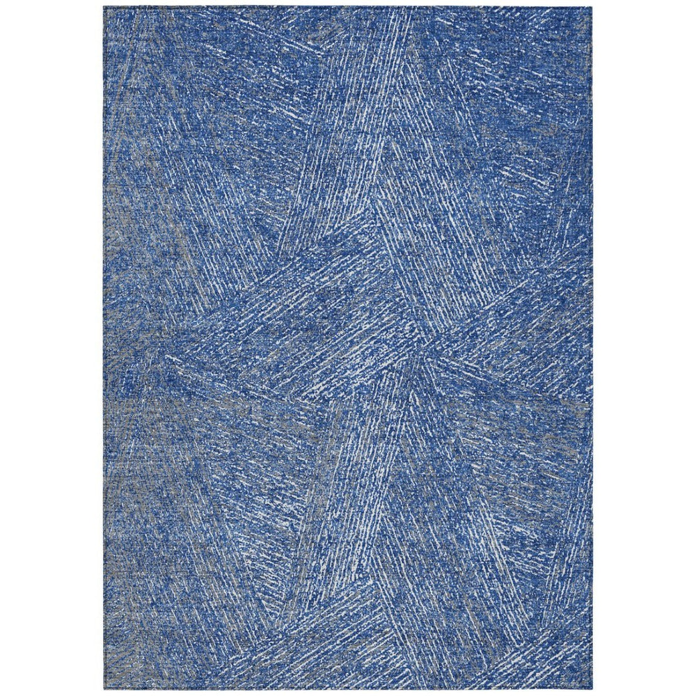 HomeRoots 9' X 12' Navy Blue Gray Ivory Abstract Area Rug - Stylish Indoor/Outdoor Washable, Durable Design! 597032