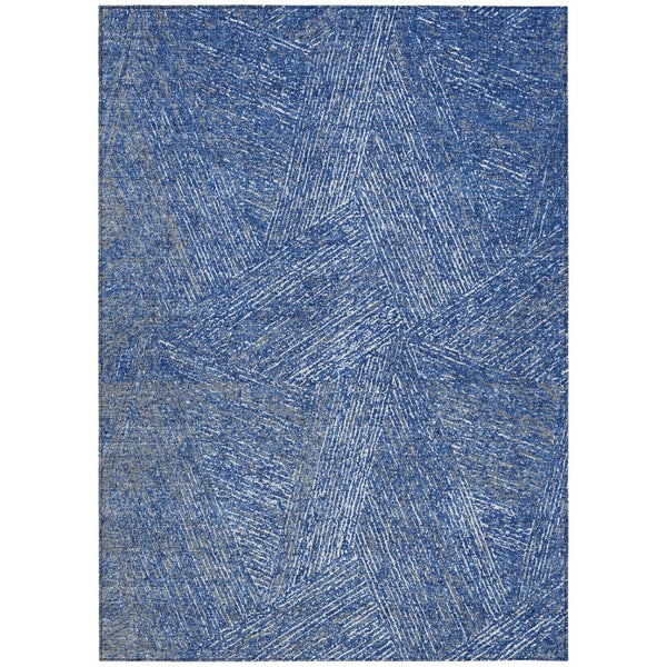 HomeRoots 9' X 12' Navy Blue Gray Ivory Abstract Area Rug - Stylish Indoor/Outdoor Washable, Durable Design! 597032