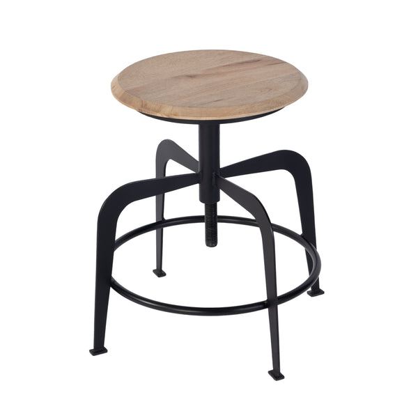 Butler Specialty Butler Adjustable Iron & Wood Bar Stool - Industrial Style, 20-27 In. Height, Rustic Charm For Any Space Black,Natural Iron,Mango Wood 5970330-butler