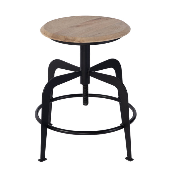 Butler Specialty Butler Adjustable Iron & Wood Bar Stool - Industrial Style, 20-27 In. Height, Rustic Charm For Any Space Black,Natural Iron,Mango Wood 5970330-butler