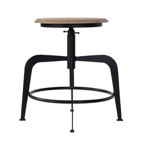 Butler Specialty Butler Adjustable Iron & Wood Bar Stool - Industrial Style, 20-27 In. Height, Rustic Charm For Any Space Black,Natural Iron,Mango Wood 5970330-butler