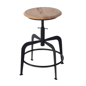 Butler Specialty Butler Adjustable Iron & Wood Bar Stool - Industrial Style, 20-27 In. Height, Rustic Charm For Any Space Black,Natural Iron,Mango Wood 5970330-butler