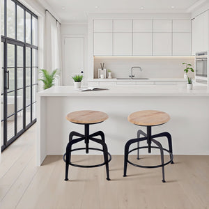 Butler Specialty Butler Adjustable Iron & Wood Bar Stool - Industrial Style, 20-27 In. Height, Rustic Charm For Any Space Black,Natural Iron,Mango Wood 5970330-butler