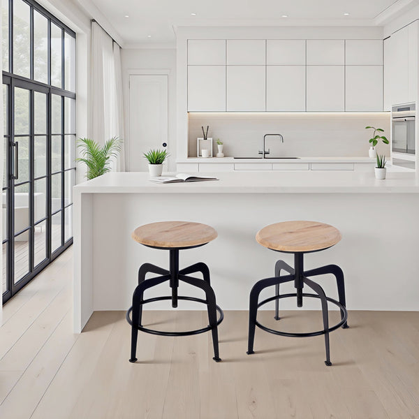 Butler Specialty Butler Adjustable Iron & Wood Bar Stool - Industrial Style, 20-27 In. Height, Rustic Charm For Any Space Black,Natural Iron,Mango Wood 5970330-butler