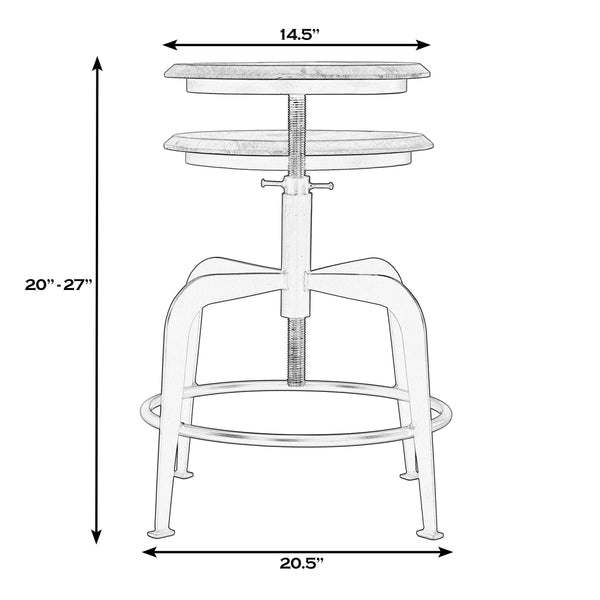 Butler Specialty Butler Adjustable Iron & Wood Bar Stool - Industrial Style, 20-27 In. Height, Rustic Charm For Any Space Black,Natural Iron,Mango Wood 5970330-butler