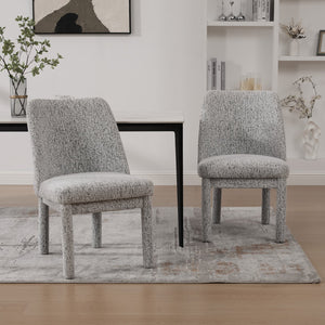 English Elm 21.46" Modern Minimalist Chenille Dining Chair Set of 2 with Rubberwood Legs, Curved High Back Comfort White+Black W3189P351395