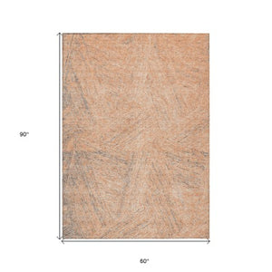 Homeroots 3' Artichoke Green And Ivory Abstract Washable Area Rug – Perfect For Indoor And Outdoor Use! 5' X 8' Polyester 597035