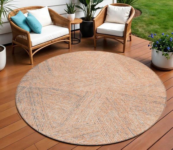Homeroots 3' Artichoke Green And Ivory Abstract Washable Area Rug – Perfect For Indoor And Outdoor Use! 8' Round Polyester 597036