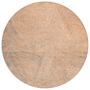 HomeRoots 5' Contemporary Abstract Peach, Blue & Ivory Area Rug - Durable, Washable for Indoor & Outdoor Use 8' Round 597036