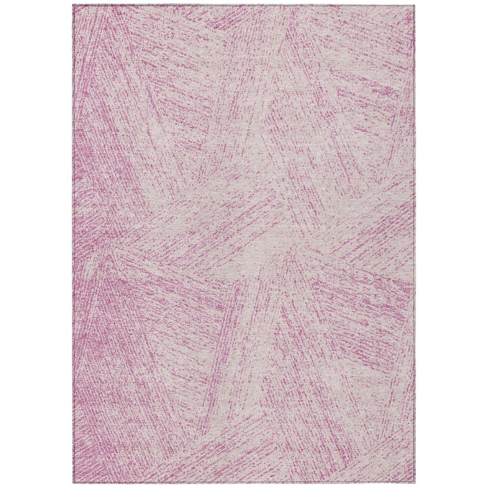 HomeRoots 5' Stylish Pink and Ivory Abstract Area Rug - Modern, Washable, Versatile for Indoor and Outdoor Spaces 5' X 8' 597041