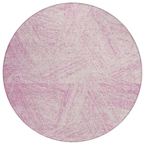 HomeRoots 5' Stylish Pink and Ivory Abstract Area Rug - Modern, Washable, Versatile for Indoor and Outdoor Spaces 8' Round 597042