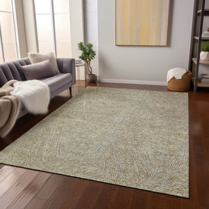 Homeroots 3' Artichoke Green And Ivory Abstract Washable Area Rug – Perfect For Indoor And Outdoor Use! 3' X 5' Polyester 597046