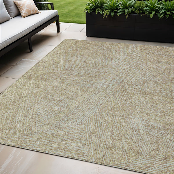 Homeroots 3' Artichoke Green And Ivory Abstract Washable Area Rug – Perfect For Indoor And Outdoor Use! 5' X 8' Polyester 597047