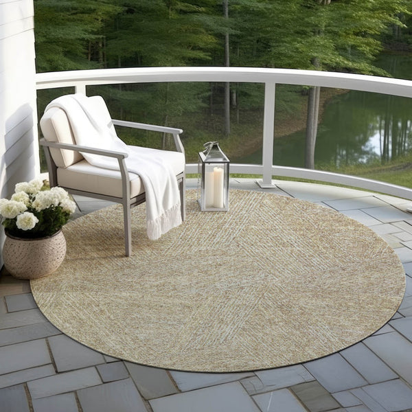 Homeroots 3' Artichoke Green And Ivory Abstract Washable Area Rug – Perfect For Indoor And Outdoor Use! 8' Round Polyester 597048