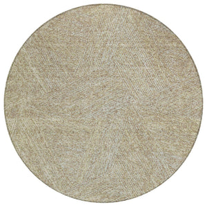 HomeRoots 5' Stylish Ivory and Brown Abstract Area Rug - Durable, Washable Design for Indoor and Outdoor Use 8' Round 597048