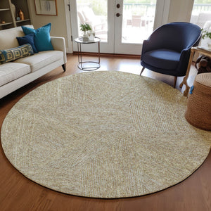 Homeroots 3' Artichoke Green And Ivory Abstract Washable Area Rug – Perfect For Indoor And Outdoor Use! 8' Round Polyester 597048